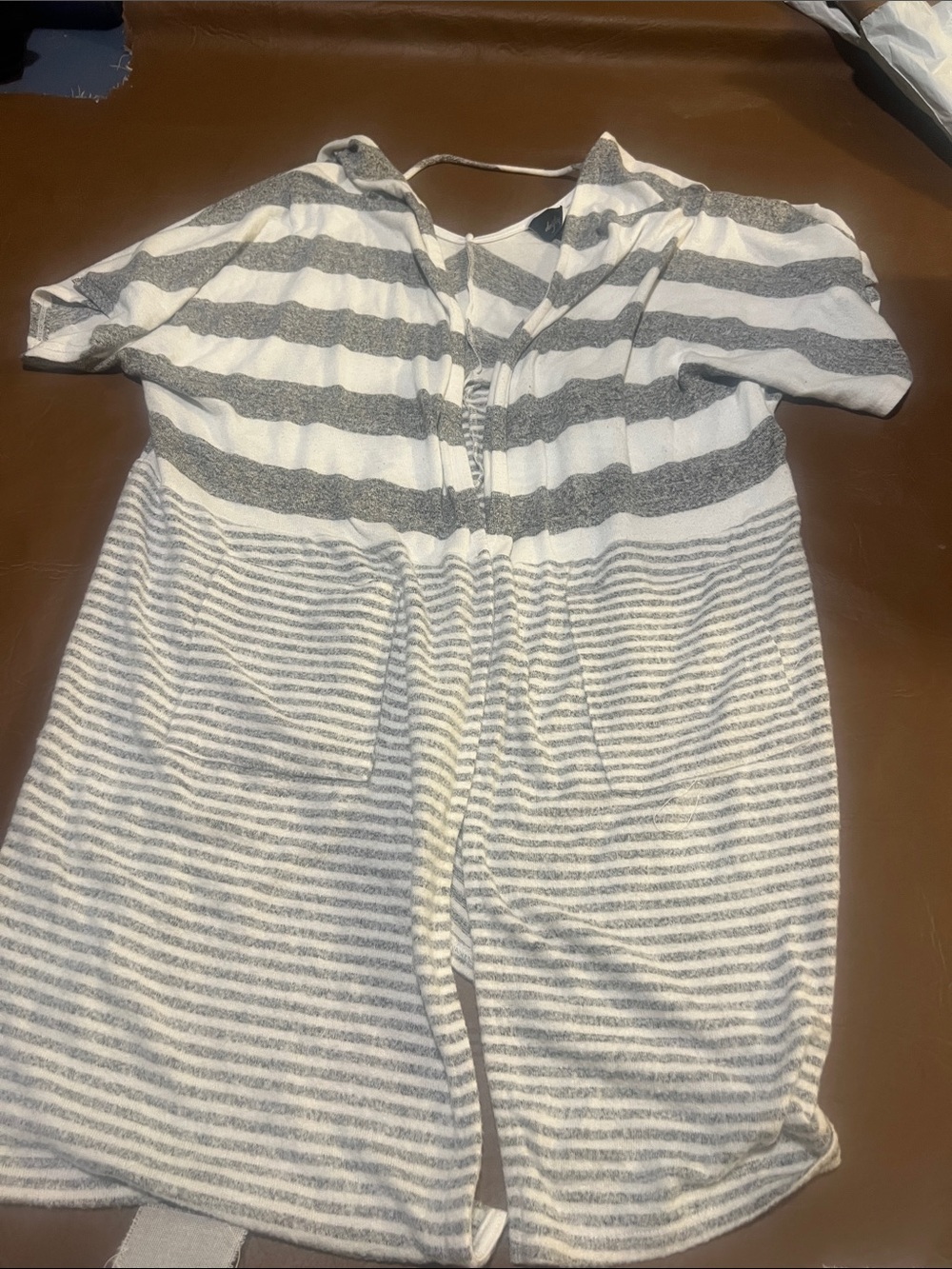 womens Gray & White Stripe cardigan